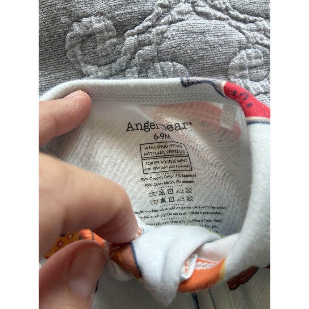 Angel Dear Lot 2 Footie Pajamas 6-9m Zip Bamboo Organic Cotton Breakfast Sports - Picture 4 of 6
